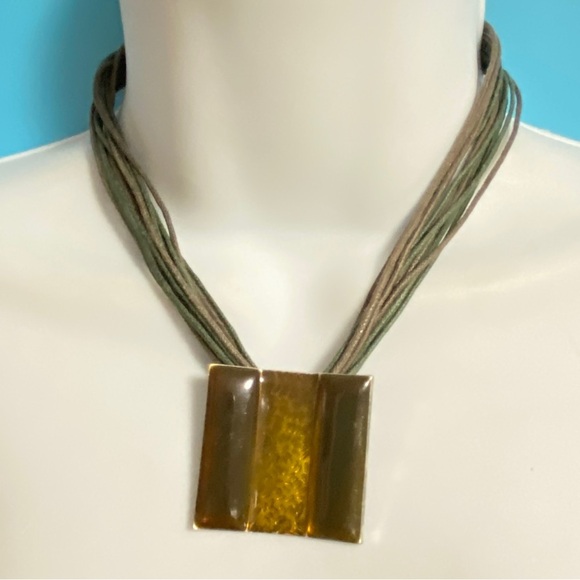 LBMDJ Enameled Green Corded Necklace Boho Style - Picture 8 of 10